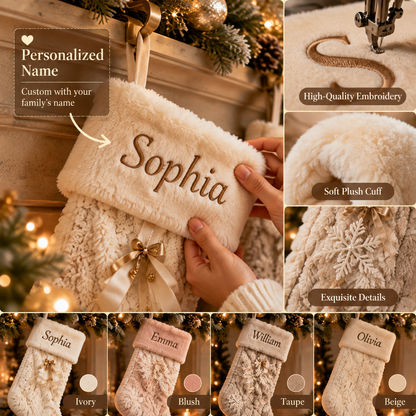 Personalized Modern Christmas Stockings - Custom Embroidered Holiday Stocking