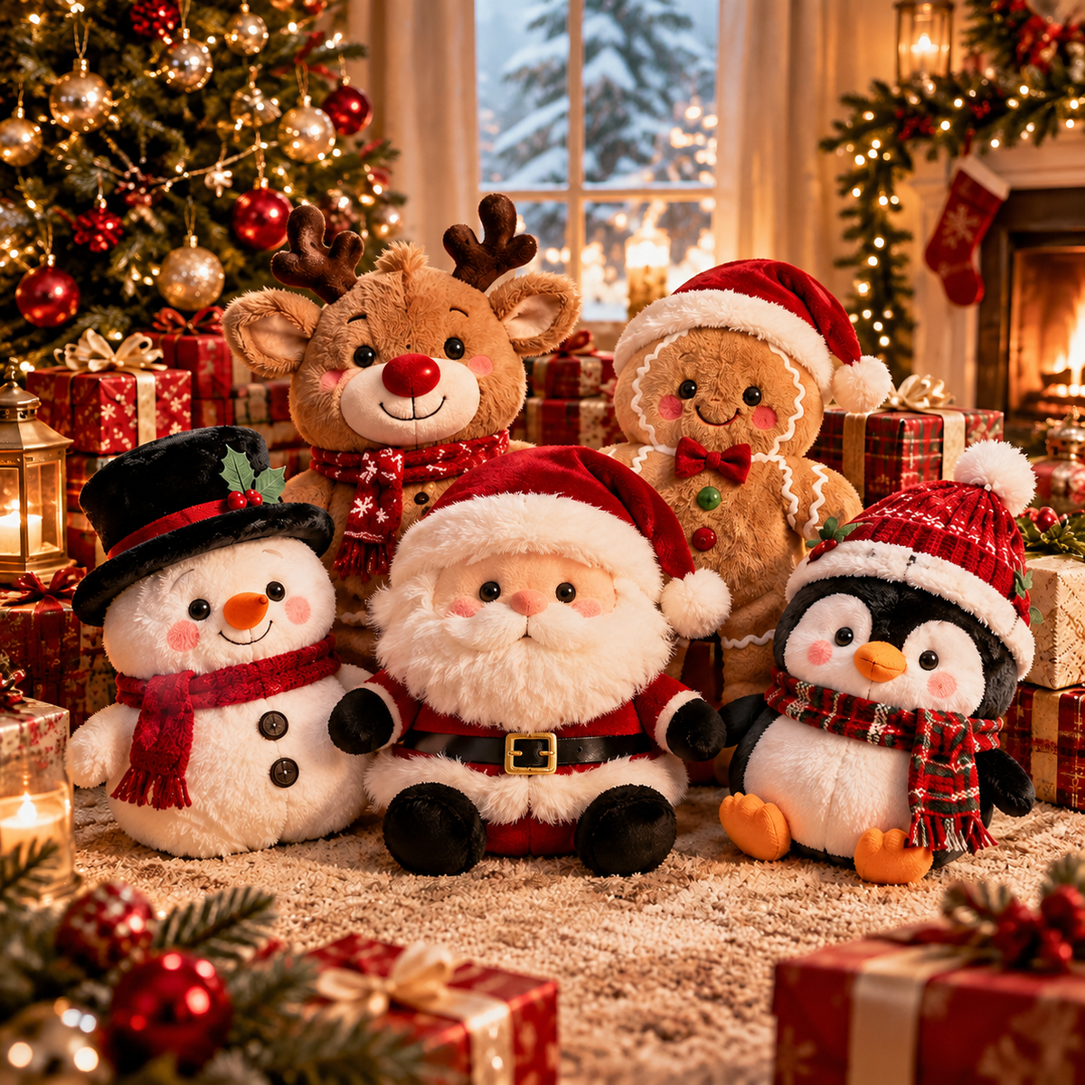 Cute Christmas Character Plush Set - Festive Holiday Stuffed Animals
