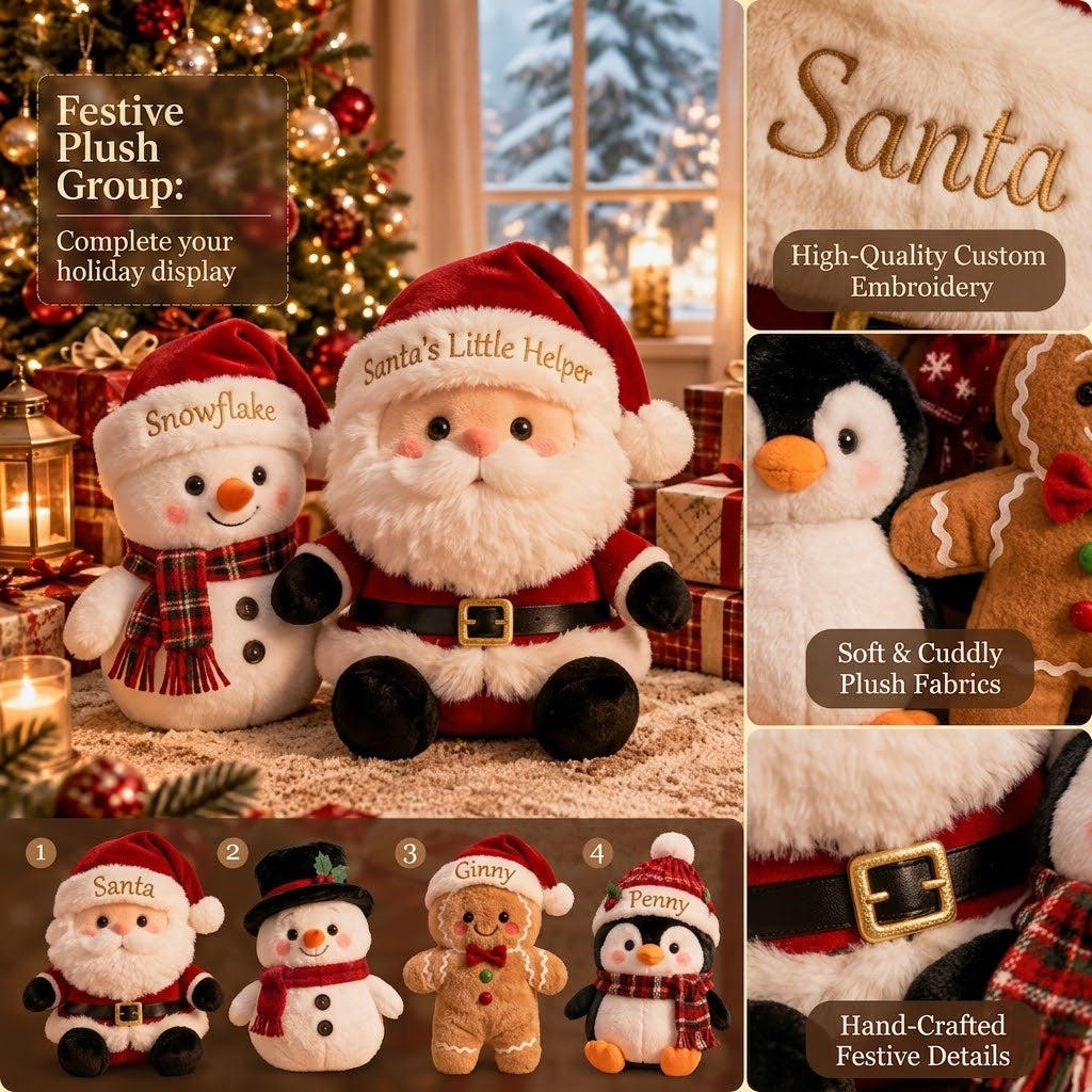 Cute Christmas Character Plush Set - Festive Holiday Stuffed Animals